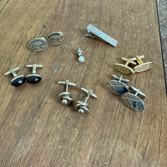 MEN'S 7 piece VINTAGE Retro Gold Silver Tone Causal Formal Jewelry Bundle - Picture 1 of 8